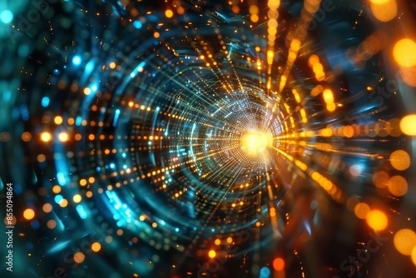 Fototapeta Quantum computing core, glowing with energy, abstract algorithmic patterns