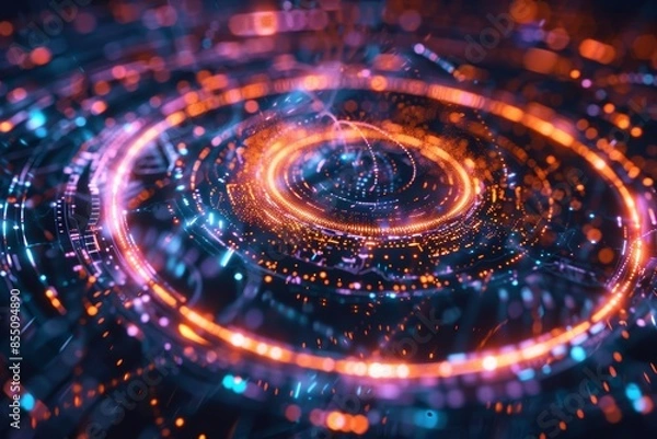 Obraz Quantum computing core, glowing with energy, intricate data streams, abstract algorithmic patterns --ar 3:2 Job ID: 8e14ac04-030a-4f53-a066-00f0480070a5