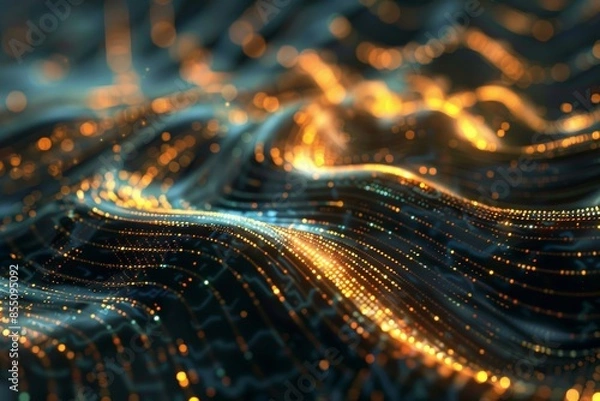 Fototapeta Quantum computing core, glowing with energy, abstract algorithmic patterns