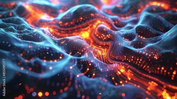 Fototapeta Quantum computing core, glowing with energy, abstract algorithmic patterns