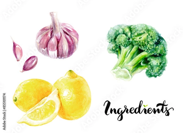 Fototapeta The ingredients in the recipe, like Lemon, Garlic, and Broccoli, contribute to its health benefits