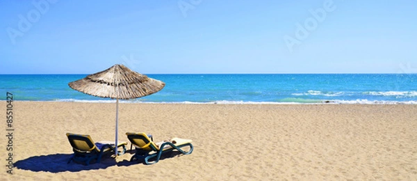 Obraz two deckchairs at tropical beach