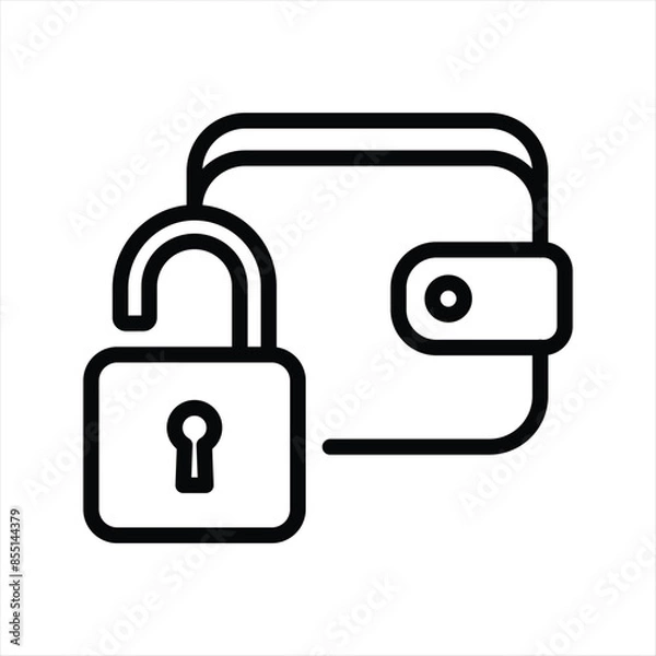 Fototapeta Hack Digital wallet simple line icon