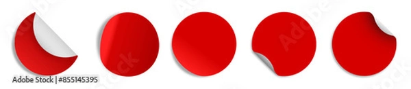 Fototapeta red circular stickers plain tags vector art offer