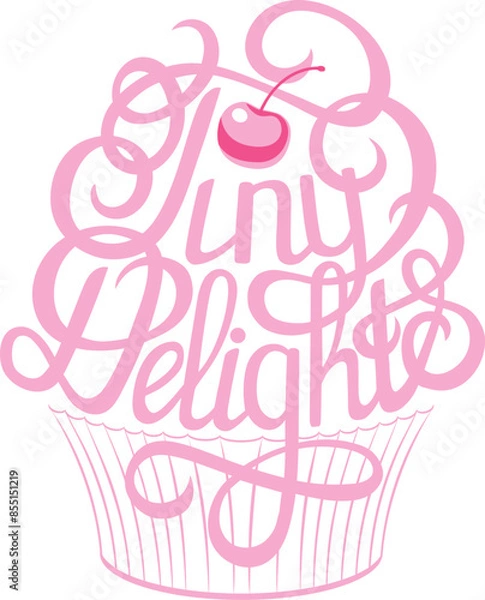 Fototapeta Vector lettering shaped as a cupcake Tiny Delights