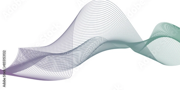 Fototapeta Abstract wavy lines flowing curve gradient color on transparent background. Abstract white background colorful lines. modern wavy stripes on white background isolated.