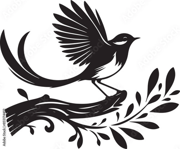 Obraz Copsychus saularis Vector Silhouette With white background