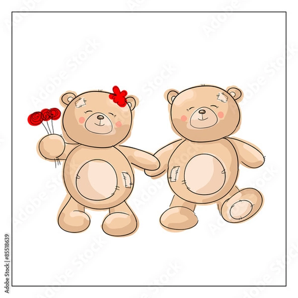 Fototapeta  two cute brown Teddy bear 