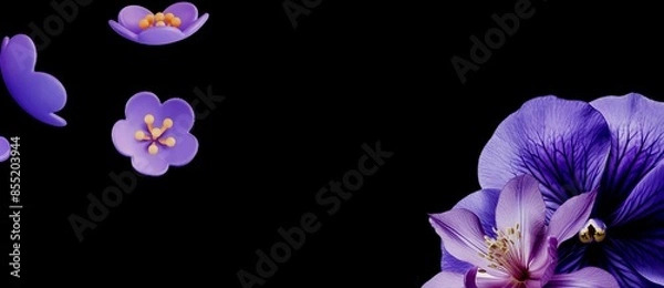 Obraz purple crocus flower abstract on black background illustration 