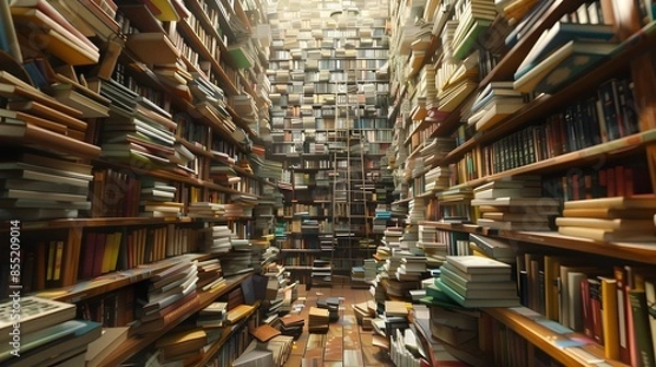 Fototapeta Dive into the Boundless Digital Library of Babel a Linguistic Utopia