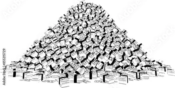 Obraz Huge pile of money, vector eps format of dollar stacks on pile isolated on transparent background.