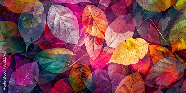 Fototapeta A vibrant and colorful background with abstract leaves, creating an enchanting atmosphere