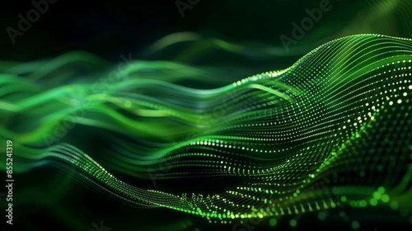 Fototapeta Abstract Green Digital Wave Pattern