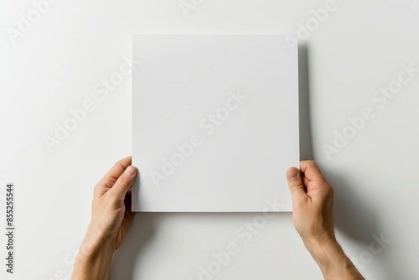 Fototapeta A Blank Canvas Held Up Against A White Background