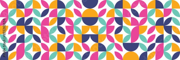 Fototapeta Colourful abstract pattern. Geometric background. Bauhaus style. Banner. Vector illustration