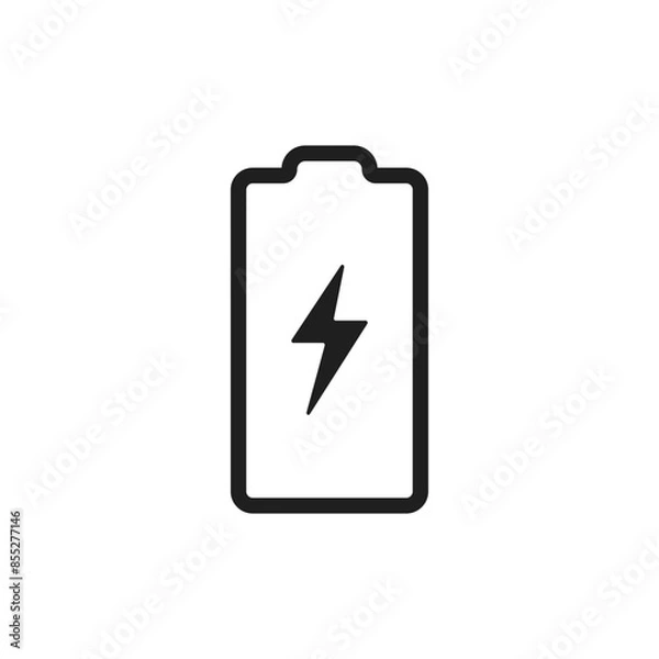 Obraz Stroke battery charging icon on white background.