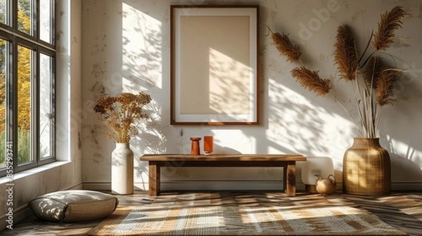 Fototapeta A Chair and Rug in a Living Room