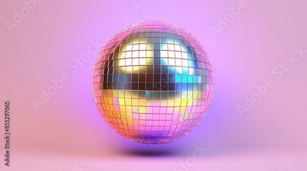 Obraz A disco ball is a shiny, reflective ball that is often used to create a disco effect at parties and clubs.
