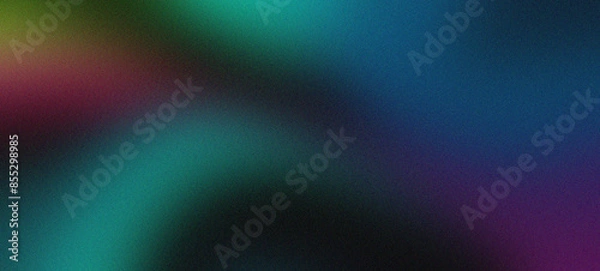 Obraz A striking mix of black, cyan, magenta, and lime colors creates an abstract wave with a grainy texture, adding depth and vibrancy to the gradient background.