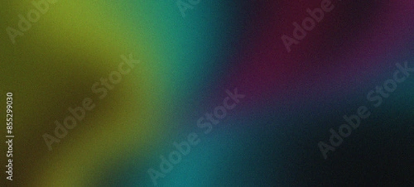 Obraz A striking mix of black, cyan, magenta, and lime colors creates an abstract wave with a grainy texture, adding depth and vibrancy to the gradient background.