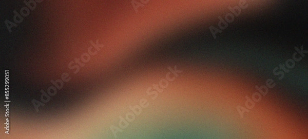 Obraz A captivating blend of black, coral, mint, and beige colors creates an abstract wave, with a grainy texture enhancing the depth and vibrancy of the gradient background.





