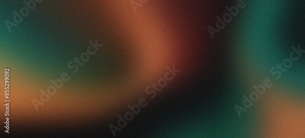 Obraz A captivating blend of black, coral, mint, and beige colors creates an abstract wave, with a grainy texture enhancing the depth and vibrancy of the gradient background.





