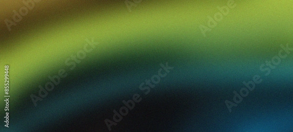Obraz Immerse yourself in the dynamic blend of black, lime green, chocolate, and ice blue, set against a grainy texture gradient background, forming an abstract wave that captures depth and contrast.