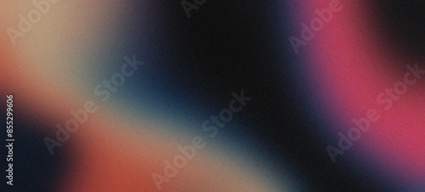 Obraz Explore the interplay of black, cobalt, coral pink, and sand in a textured gradient background, forming an abstract wave that captures depth and vibrancy.