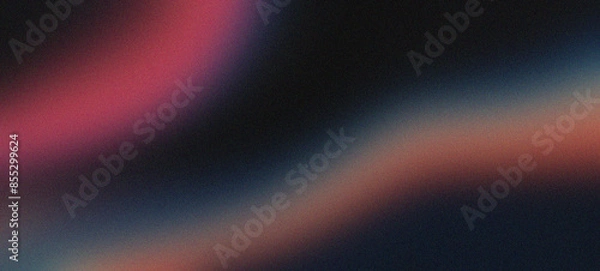 Obraz Explore the interplay of black, cobalt, coral pink, and sand in a textured gradient background, forming an abstract wave that captures depth and vibrancy.