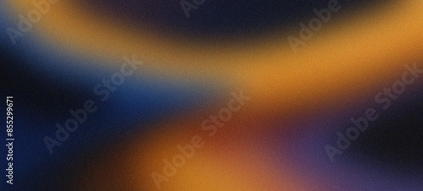 Obraz Delve into a rich blend of black, gold, royal blue, and peach, forming an abstract wave over a textured gradient background.