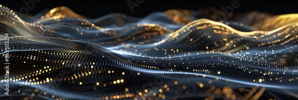 Obraz Abstract wave background. Big data visualization concept with digital elements, flowing lines, depth effect, and a sense of technology.