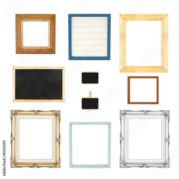 Fototapeta Variety style of picture frames set isolated on white background
