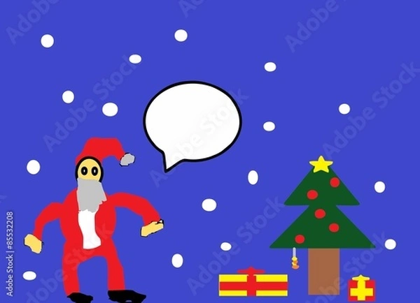 Fototapeta Christmas tree (child's drawing on the computer).