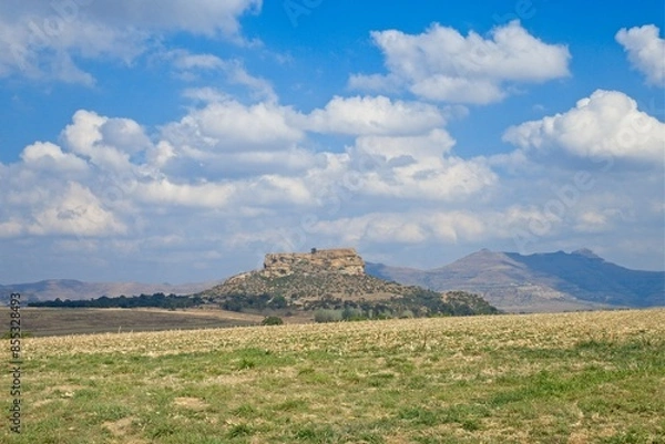Fototapeta Rural countryside and farmlands near Clarens in the Freestate Province of South Africa