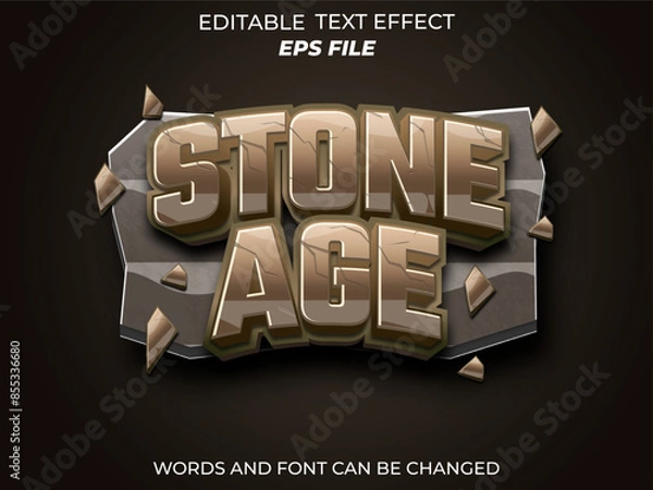 Fototapeta stone age text effect, font editable, typography, 3d text for games. vector template