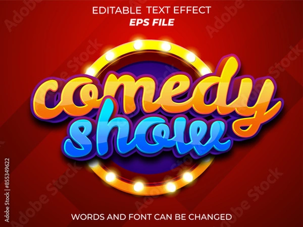 Fototapeta comedy show text effect, font editable, typography, 3d text. vector template