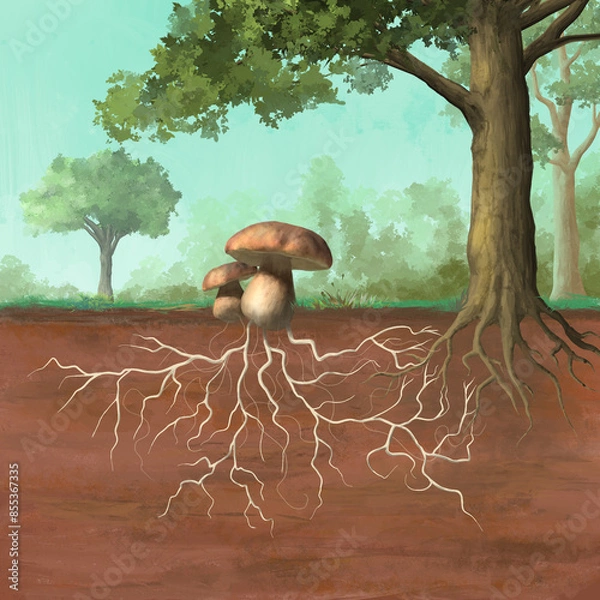Fototapeta Symbiotic association between plant and fungus