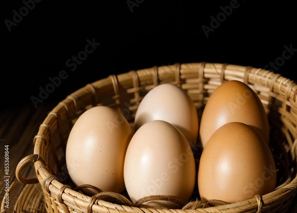 Fototapeta Eggs in basket. Generative AI