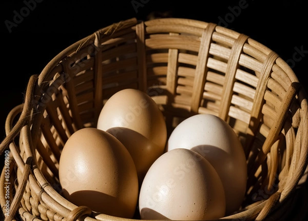 Fototapeta Eggs in basket. Generative AI