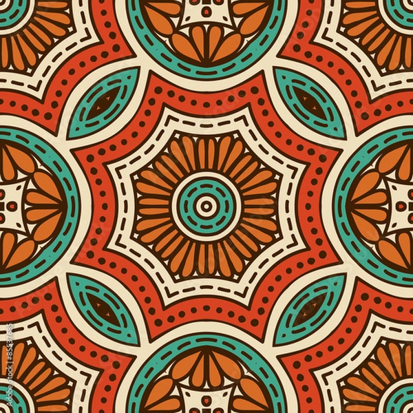 Fototapeta Ethnic floral seamless pattern