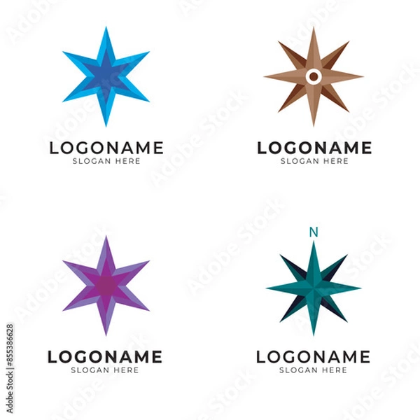 Obraz compass needle logo icon set