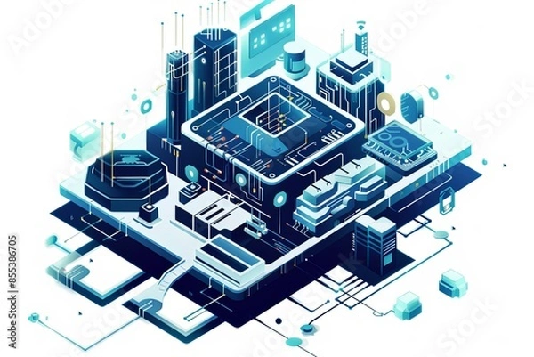 Fototapeta Conceptual Technology Flat Illustration created with Generative AI