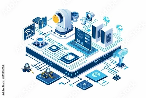 Fototapeta Conceptual Technology Flat Illustration created with Generative AI