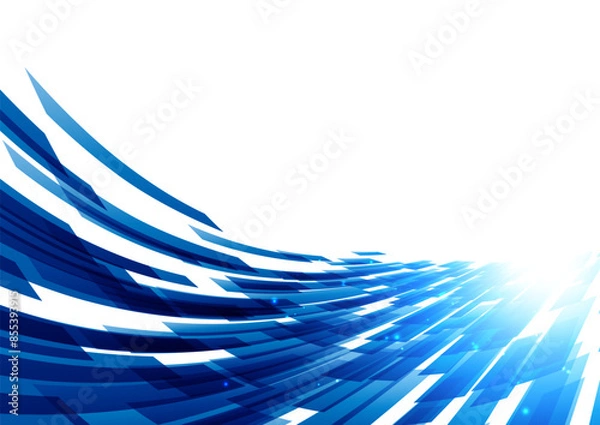 Obraz 輝く青のデジタルウェーブ背景