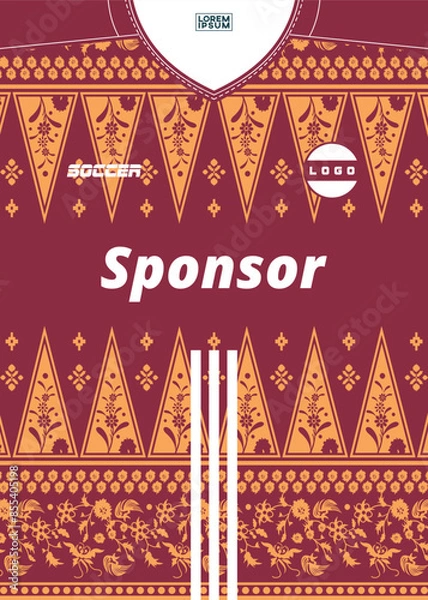 Fototapeta Vector jersey with songket traditional batik motifs pattern