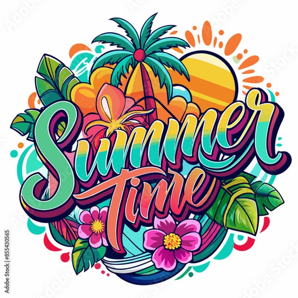 Fototapeta California Ocean side stylish t-shirt and apparel trendy design with palm trees silhouettes, typography, print, vector illustration. Global swatches.
