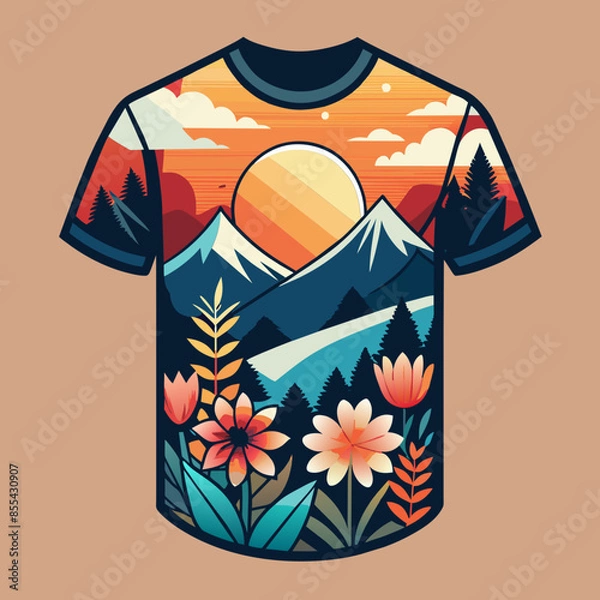 Fototapeta California Ocean side stylish t-shirt and apparel trendy design with palm trees silhouettes, typography, print, vector illustration. Global swatches.