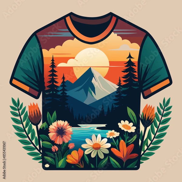 Fototapeta California Ocean side stylish t-shirt and apparel trendy design with palm trees silhouettes, typography, print, vector illustration. Global swatches.