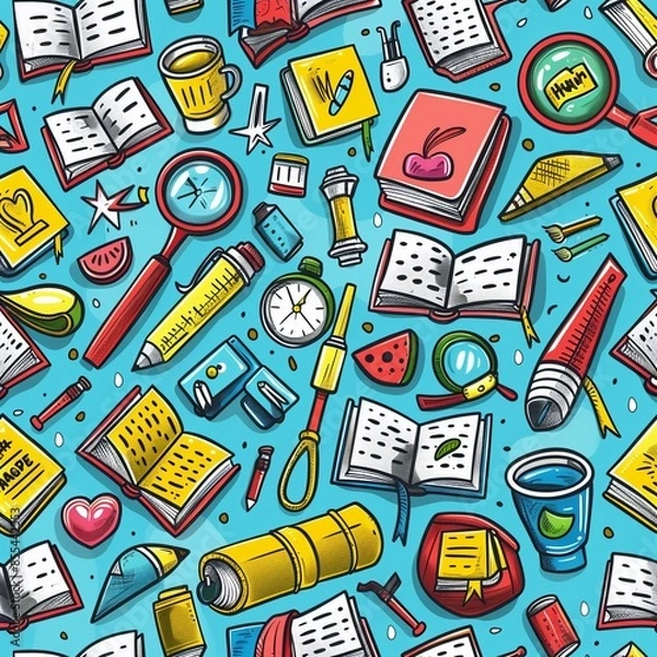 Obraz A playful and creative back to school doodle pattern