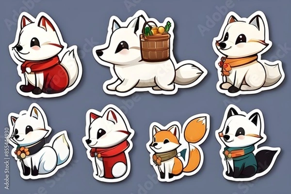 Fototapeta 하얀여우 스티커팩